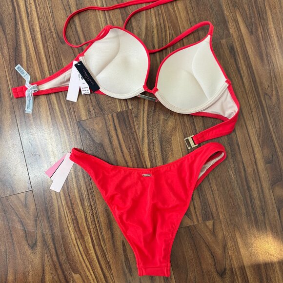 Victoria's Secret Red Bombshell Push Up Halter Bikini Set NEW - Picture 5 of 11